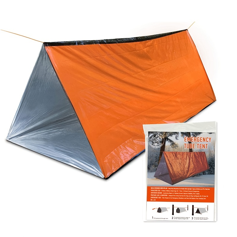 Emergency Survival Shelter Rescue Thermal Tube Tent Outdoor Essentials for Camping Hiking Orange