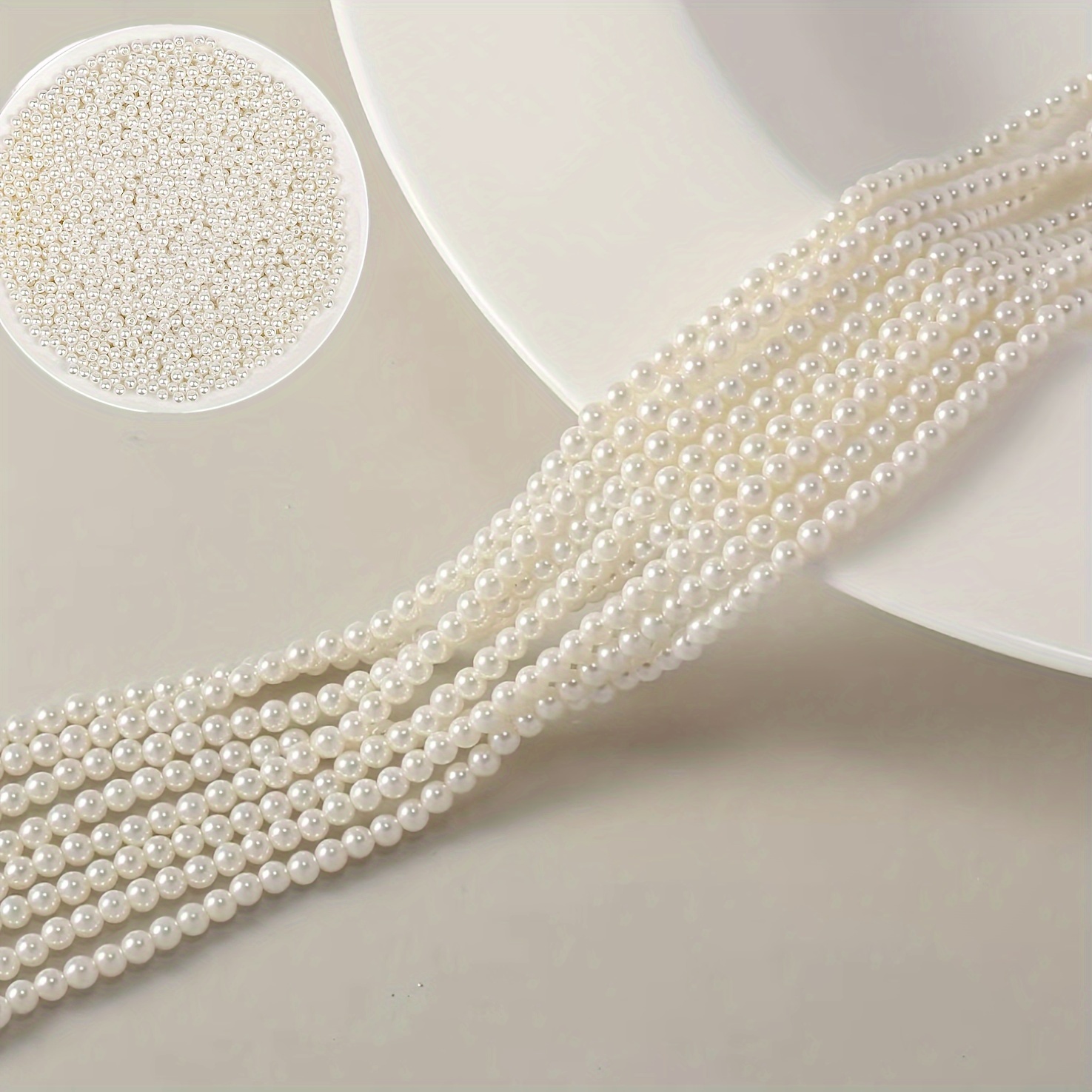 Ivory Imitation Pearls Craft Beads Small Slit Pearl Beads - Temu
