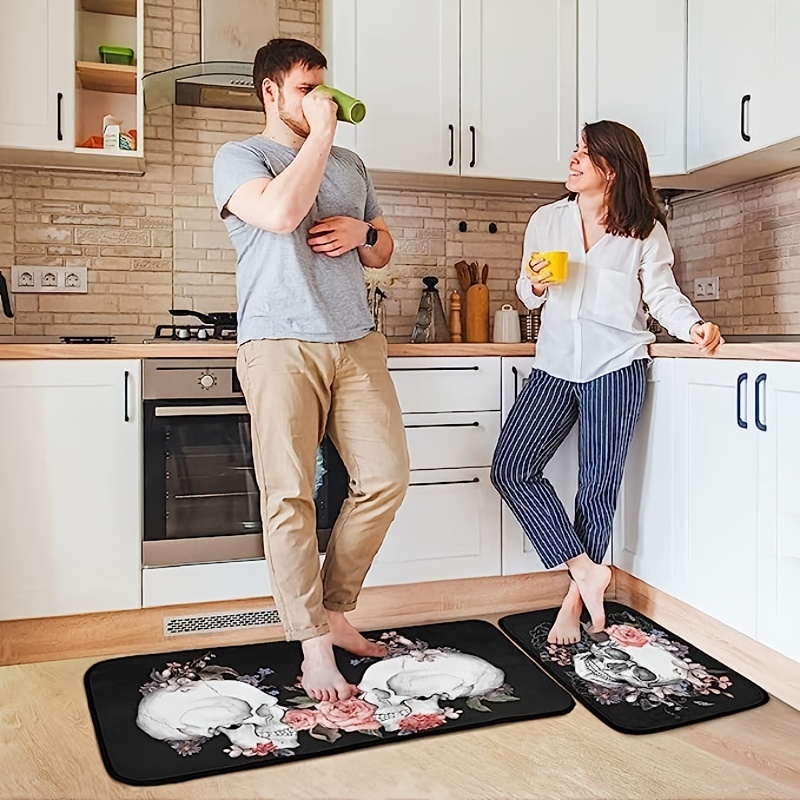 Funny Kitchen Rugs and Mats for Floor 2 Piece Set Non-Slip Kitchen