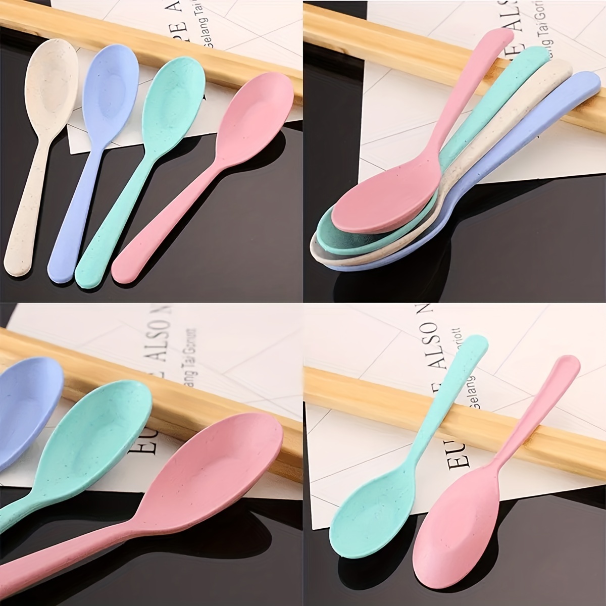 1pc Beige Plastic Soup Ladle With Wheat Straw Long Handle, Perfect For  Serving Soup, Kitchen Utensils