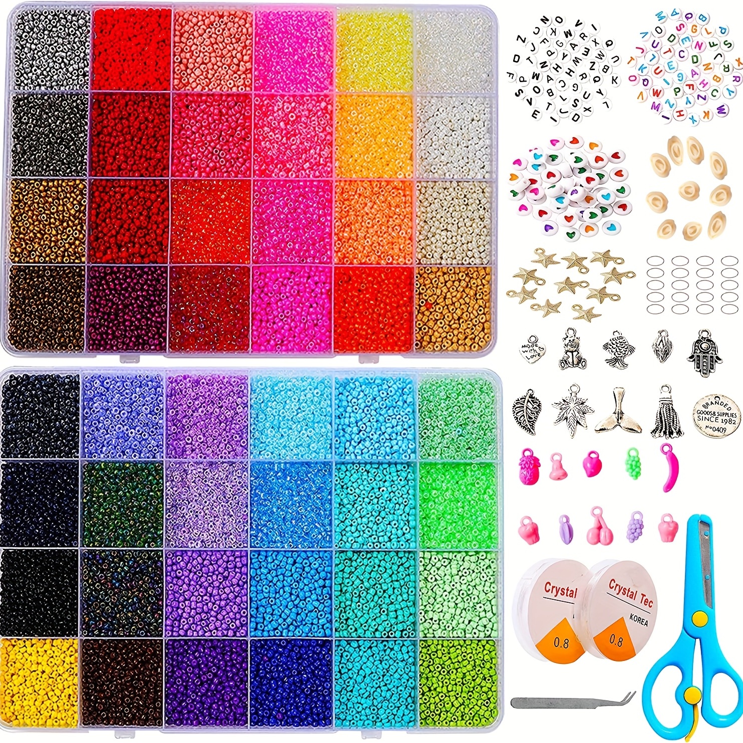  YITOHOP 36000+pcs 2mm 48 Colors Glass Seed Beads for Bracelet  Jewelry Making Kit, Beads Assortments Kit for Adults Girls Small Beads for  Necklace Ring Making