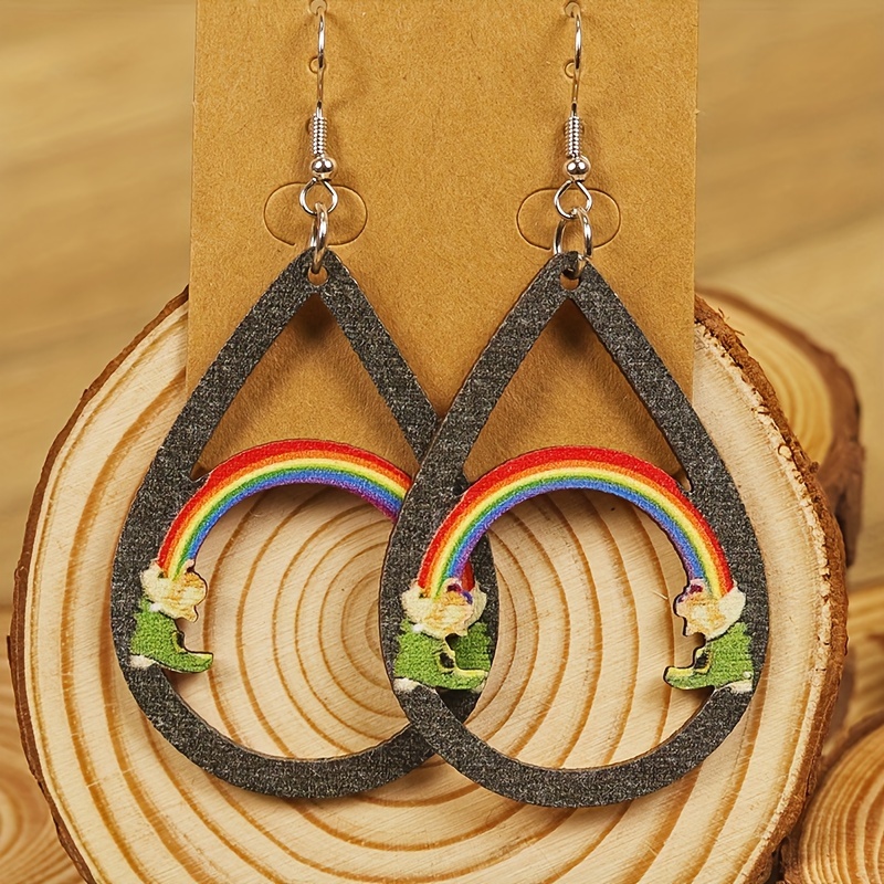 St Patricks Day Earrings Green Rainbow Earrings St Patricks 