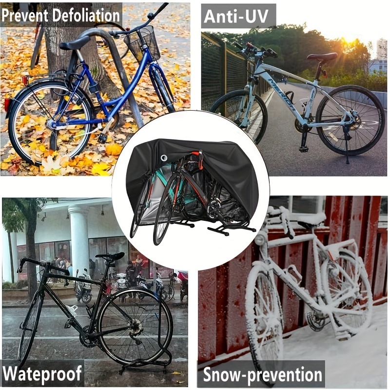  NEVERLAND Funda impermeable para bicicleta, para exteriores,  para 2 o 3 bicicletas, con agujero de bloqueo, sol, lluvia, viento, polvo,  a prueba de polvo para bicicleta híbrida de montaña : Deportes