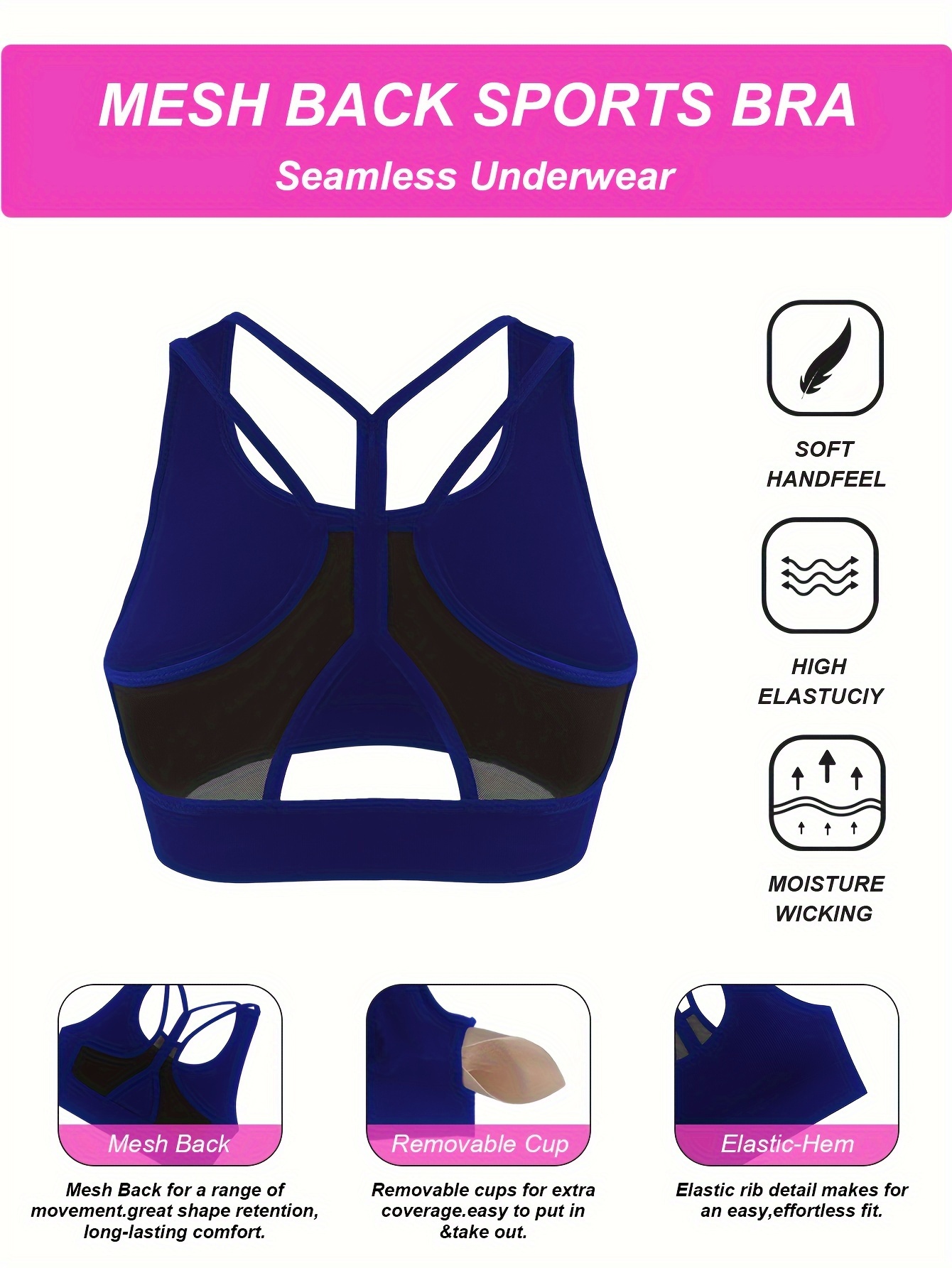 Solid Wireless Sports Bra Comfy Breathable Push Shockproof - Temu