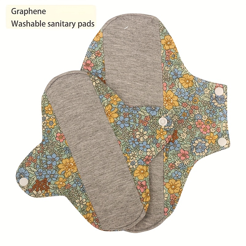 Menstrual Pad, Absorbent Sanitary Pad Soft Safe Graphene Cotton 4pcs  Portable For Home S,M,L