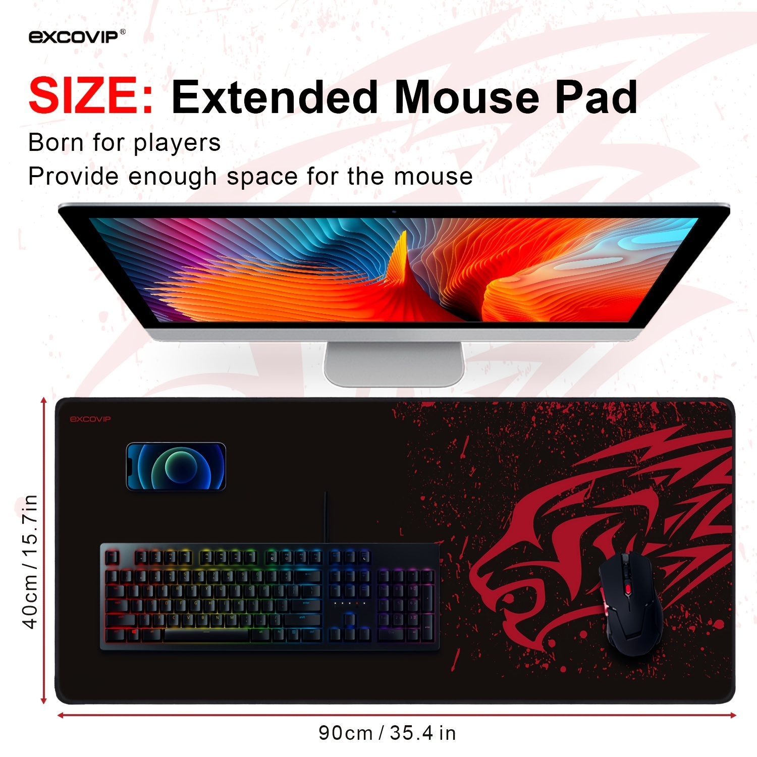 Xxl Excovip Gaming Mouse Pad: Non slip Rubber Base Stitched - Temu