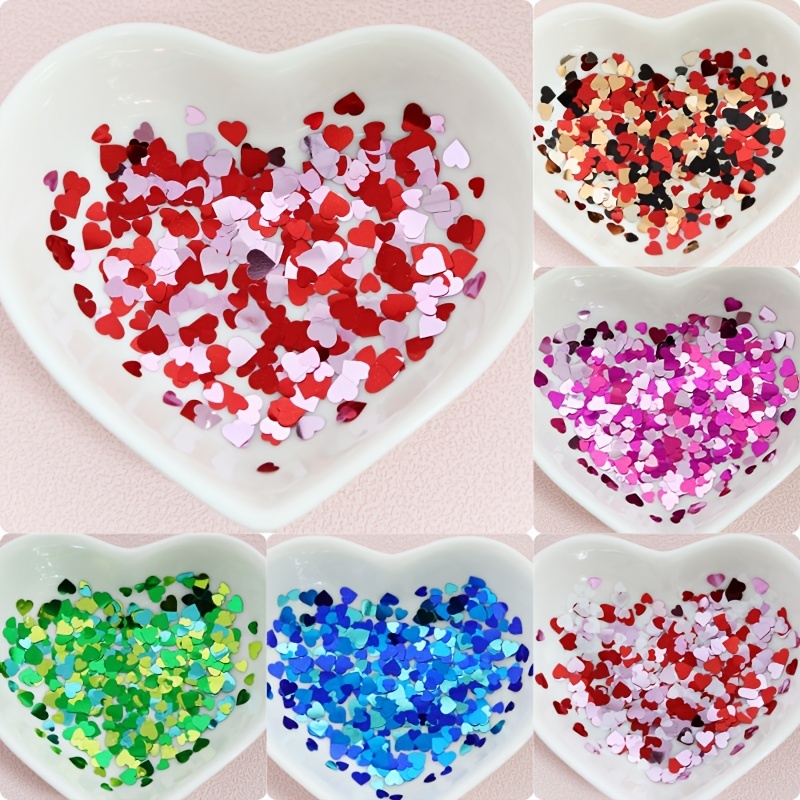 3d Heart Nail Glitter Sequins Holographic Laser Heart Nail - Temu