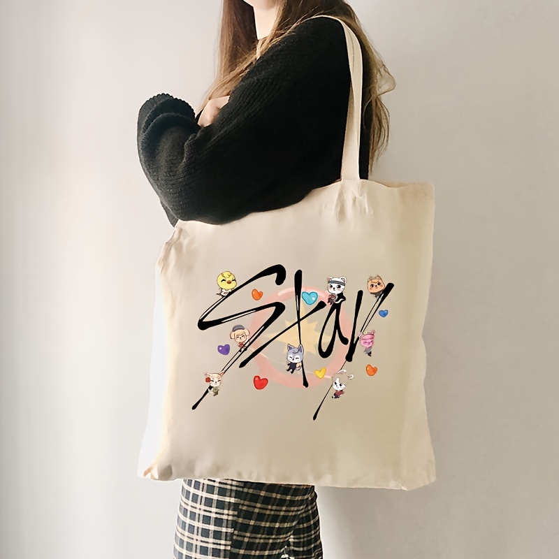 

1 Pc Cute Cartoon Animal Pattern Shoulder Canvas Bag, All-match Shopping Bag & Commuting Bag For Women