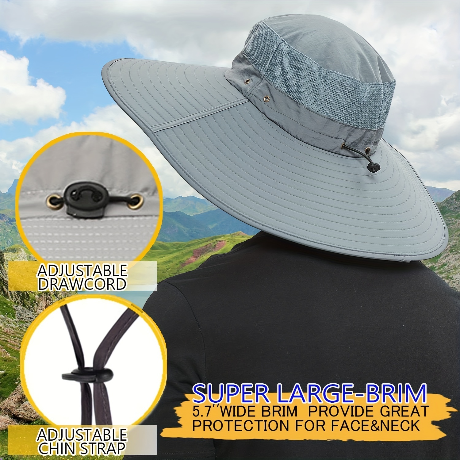 Large Brim Waterproof Bucket Hat Sun Protection Outdoor - Temu