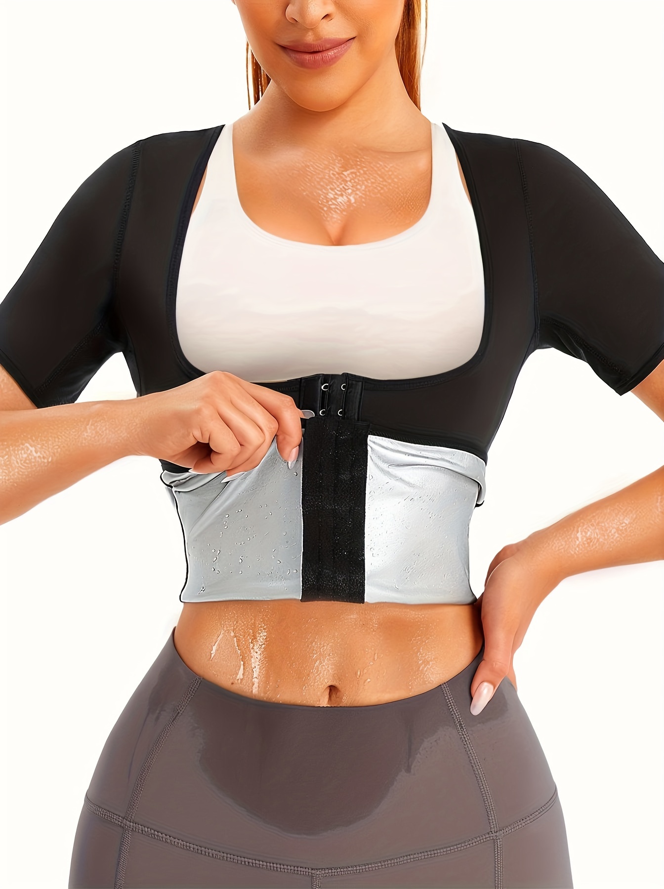 Waist Trainer Sweat Sauna Romper Zipper Slimming Full Body - Temu