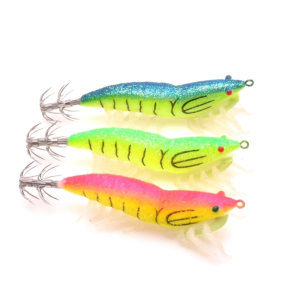 Luminous Simulation Wood Shrimp Bait Squid Hook Artificial - Temu