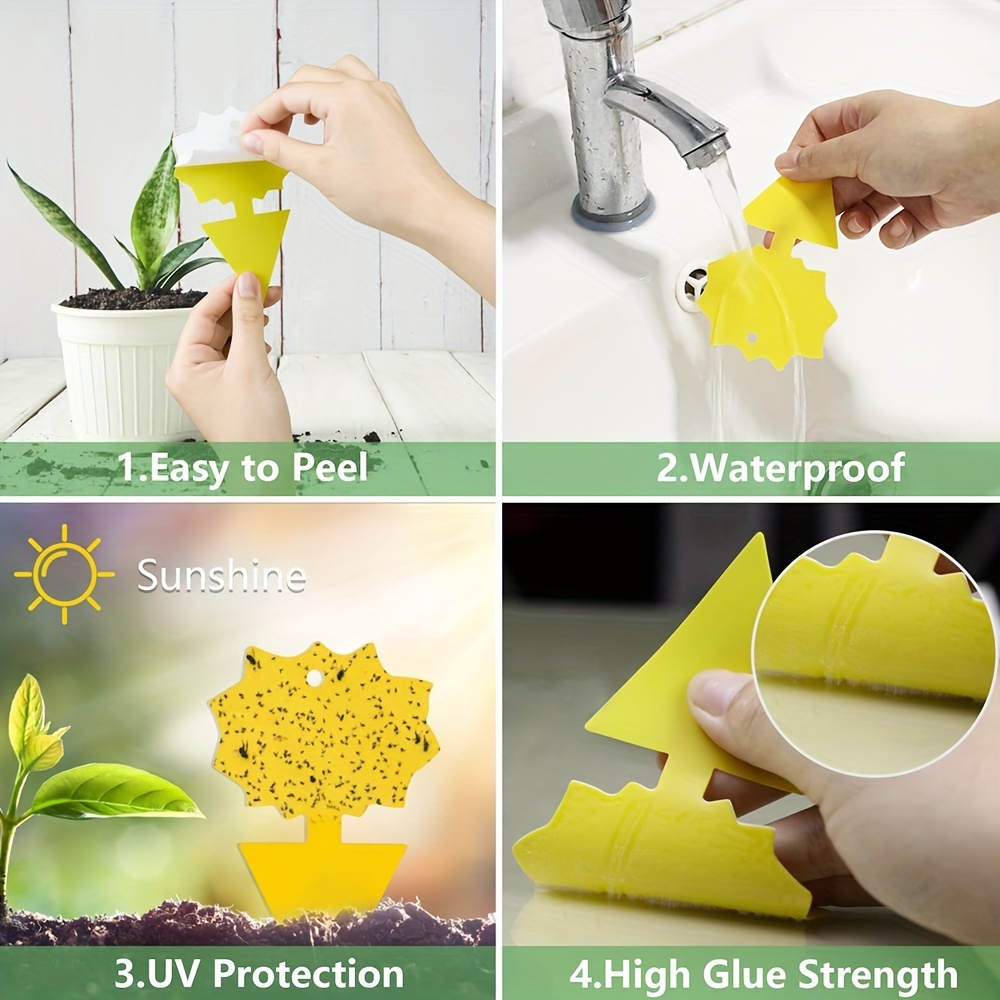 48 Pcs Sticky Traps for Fruit Fly, Whitefly, Fungus Gnat, Mosquito and Bug,  Yellow Plant Sticky Insect Catcher Traps for Indoor/Outdoor/Kitchen