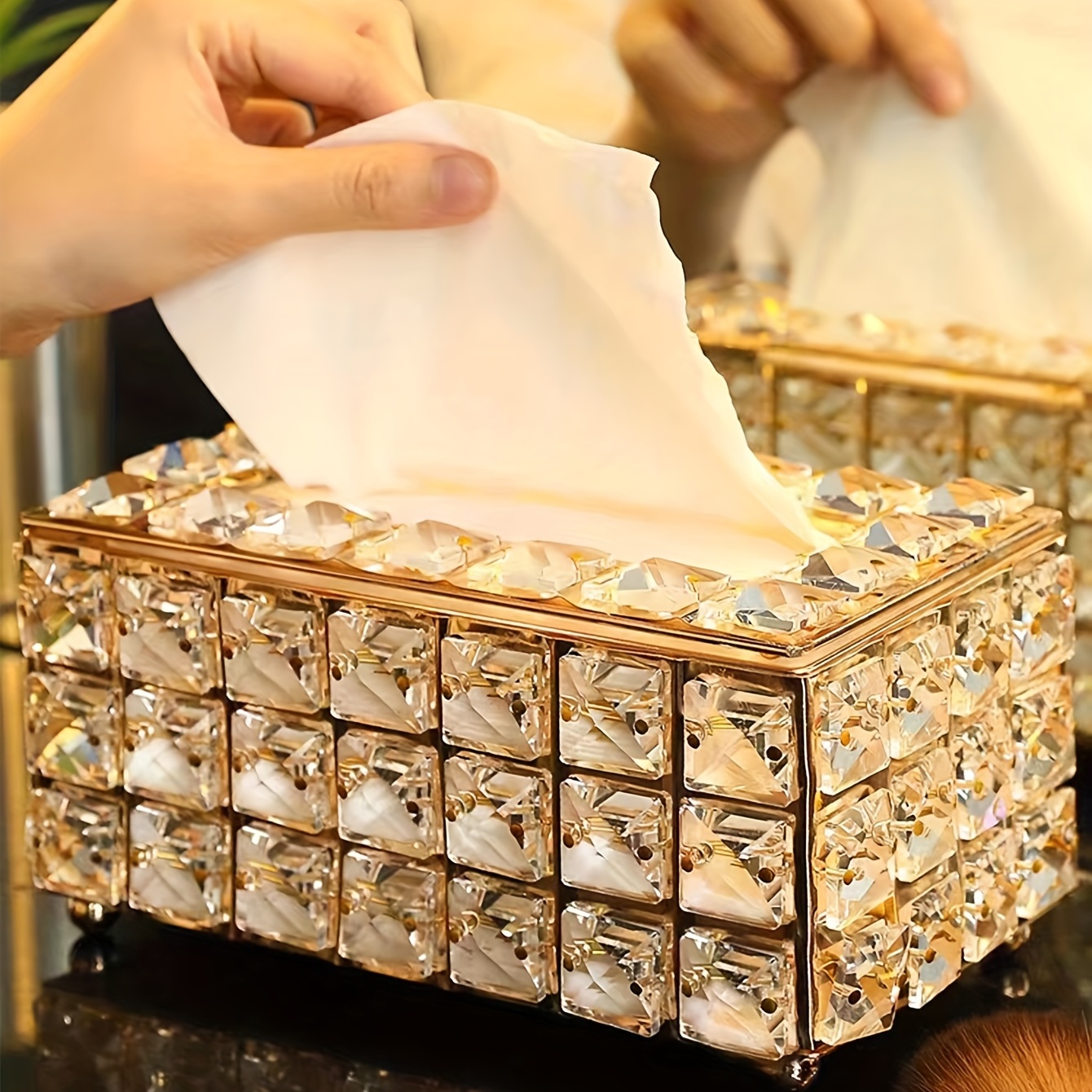 Golden Rectangular Tissue Box Cover Decorative Toilet Paper - Temu