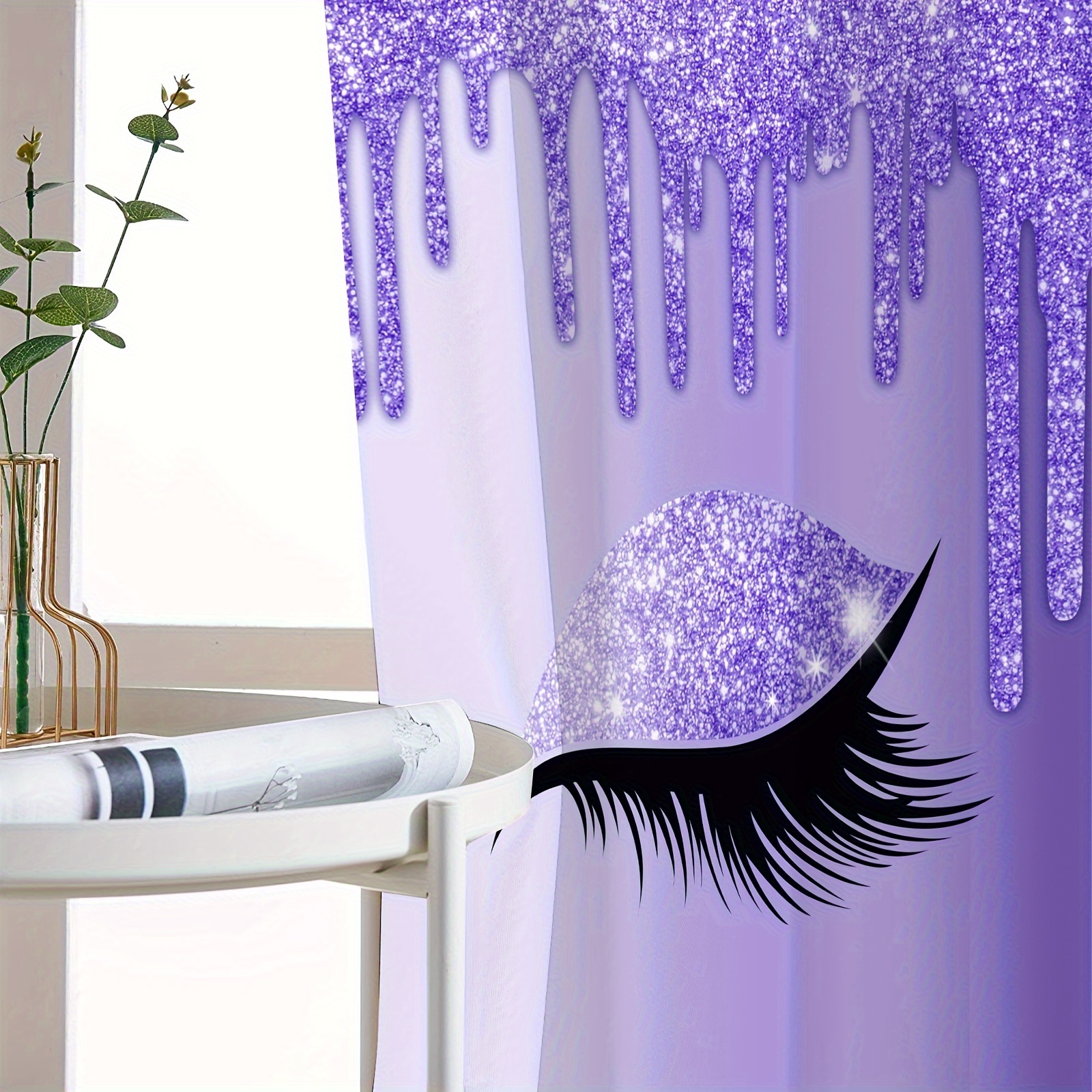 2pcs eyelash printing curtain rod pocket window treatment for bedroom office   room study home decor room decoration aesthetic curtain details 21