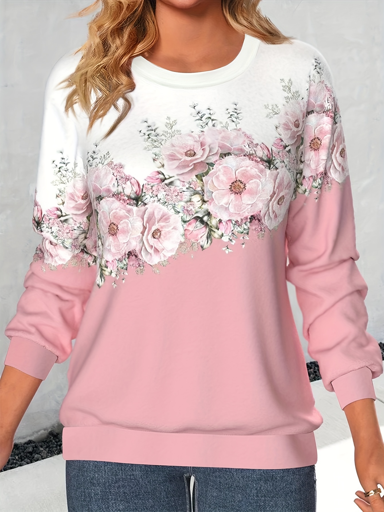  PRDECE Sweatshirt for Women- Ditsy Floral Raglan Sleeve  Sweatshirt Womens Sweatshirt (Color : Multicolor, Size : Medium) : 服裝，鞋子和珠寶