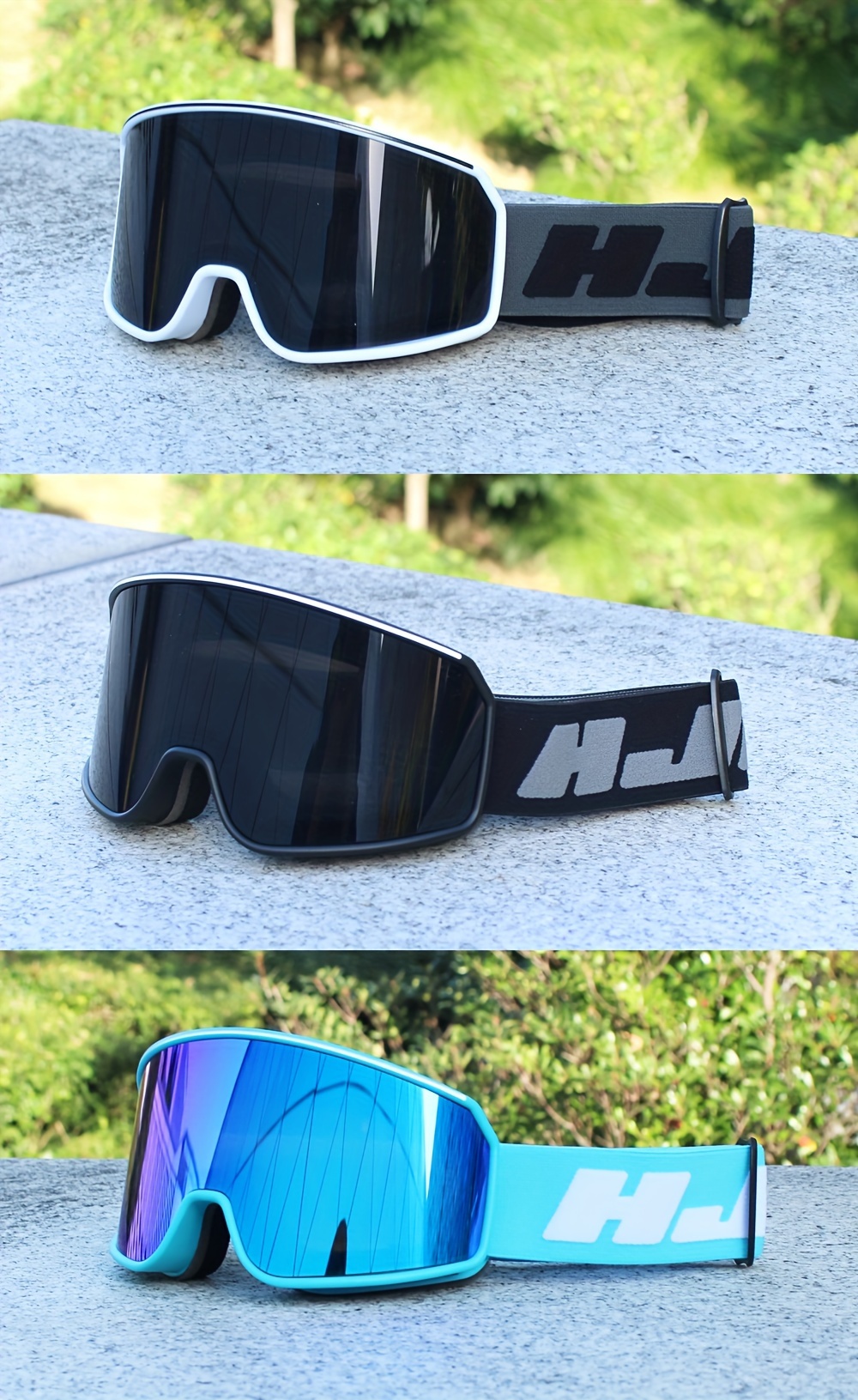 Ski Goggles, Double Layer Anti Fog Large Cylindrical Ski Goggles for Outdoor Training