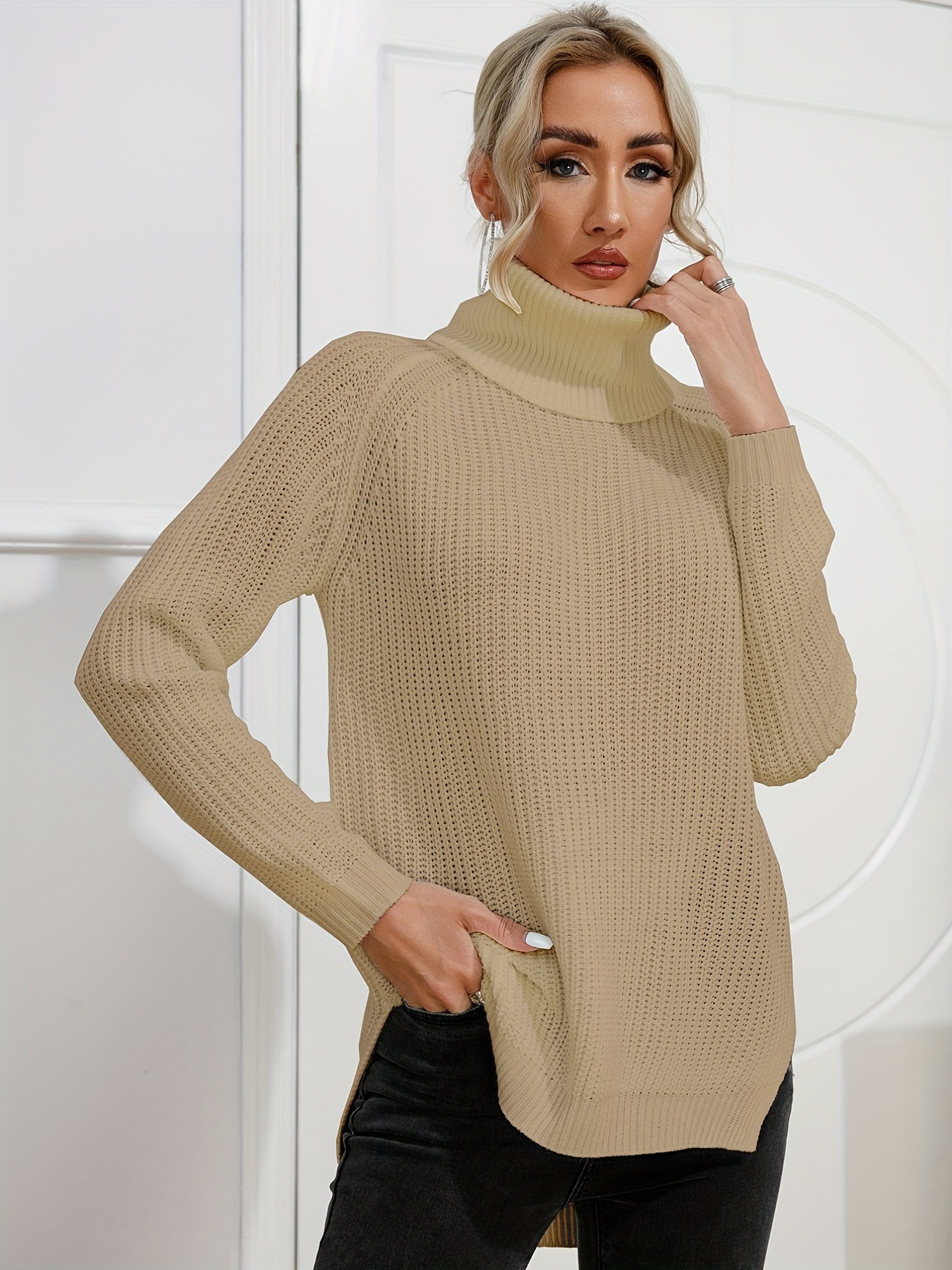 Solid Turtleneck Jumper  Turtle neck, Ladies turtleneck sweaters, Fashion