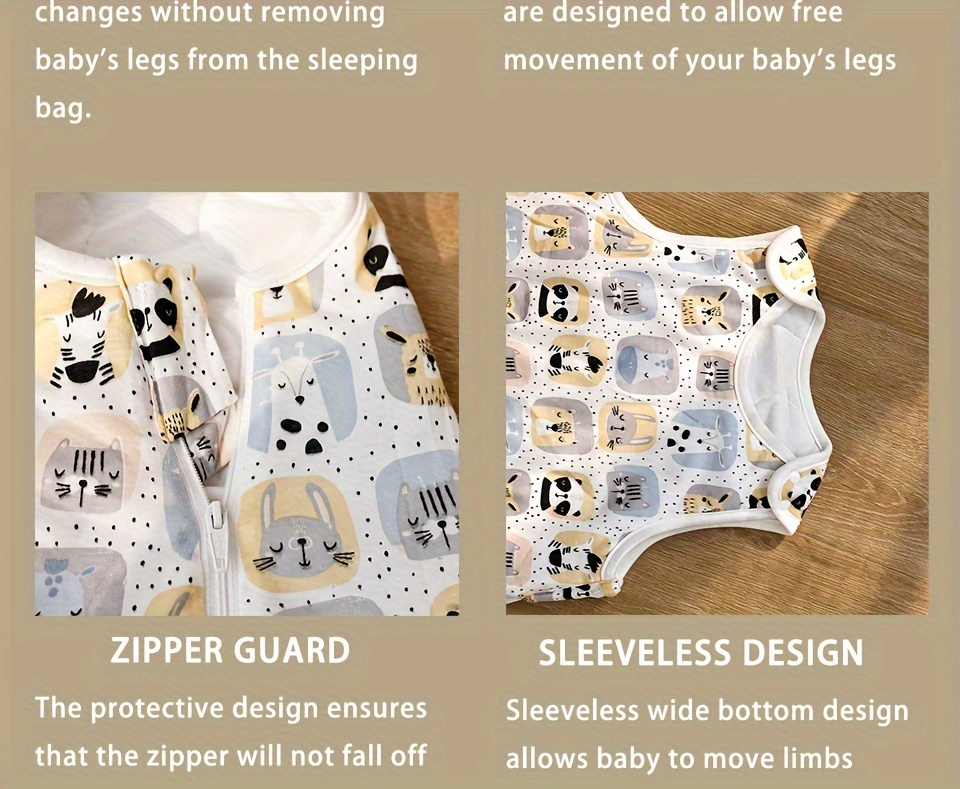 leaf and animal print sleeveless sleeping sack for winter soft sleeping bag details 3