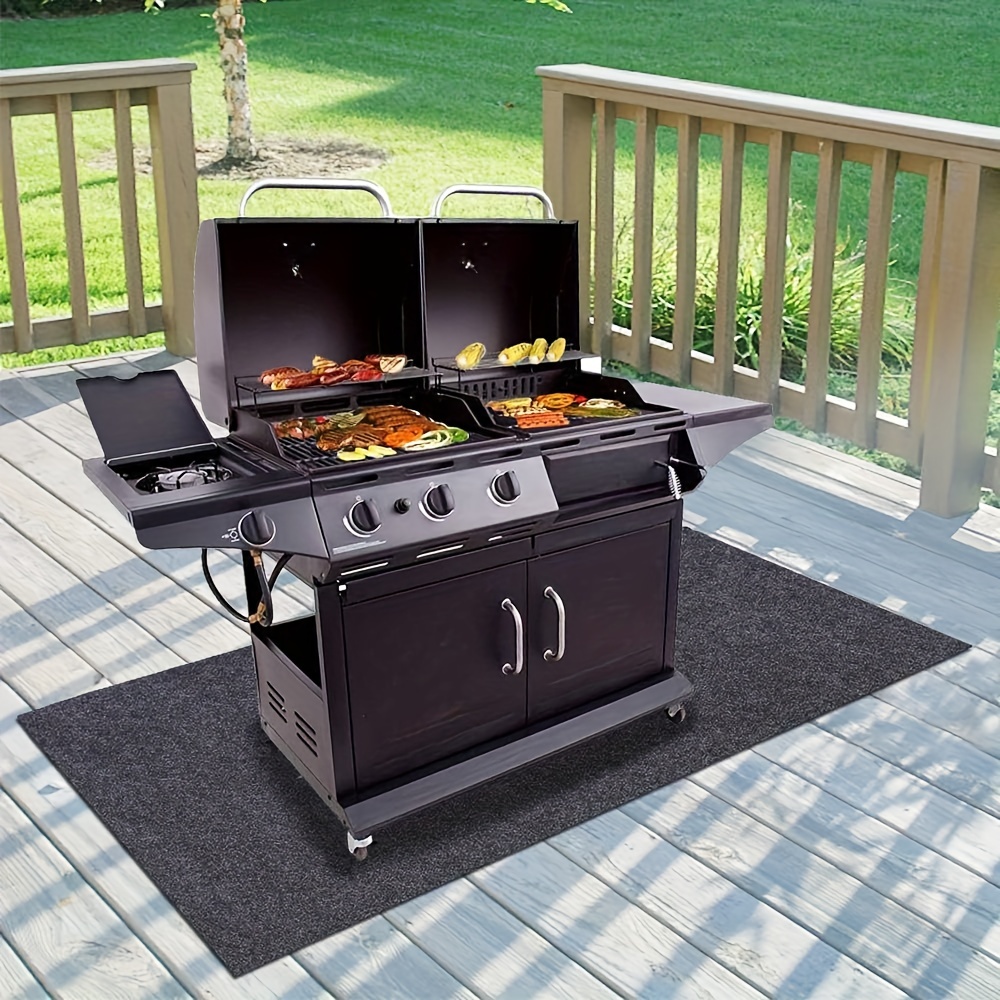 Tebru BBQ Grill Mat,50x36in Black Outdoor Oil Proof Environmental  Protection Barbecue Mat BBQ Grill Oven Floor Mat,Floor Mat 