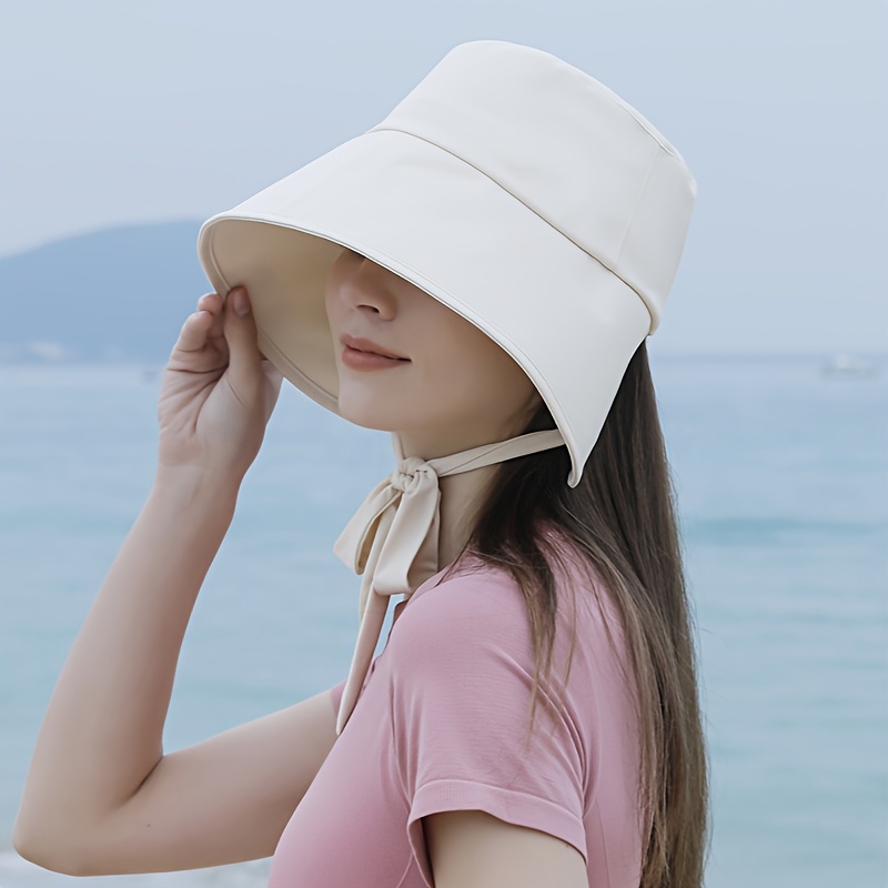 Wide Brim Sun Hat Solid Color Adjustable Visors Summer Foldable UV  Protection Sunshade Hats For Women