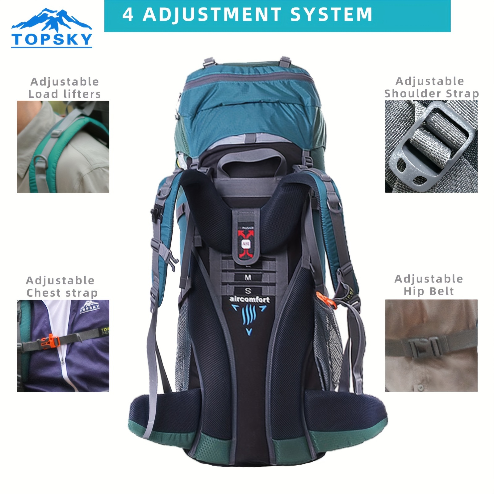 18.49gal Mountaineering Backpack Travel Camping Day Bag Waterproof Lightweight Hiking Camping Backpack Outdoor Adjustable Sports Backpack Wit