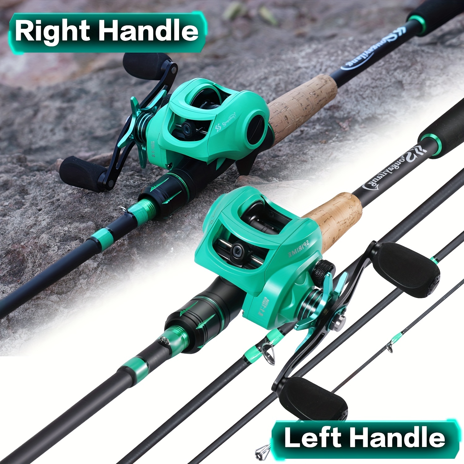  Sougayilang Baitcaster Combo, 2Pc Baitcasting Fishing Rod and Reel  Combo, Twin-Tip M/MH Fishing Pole and Baitcasting Reel-Green-5.9ft-Left  Handle : Sports & Outdoors