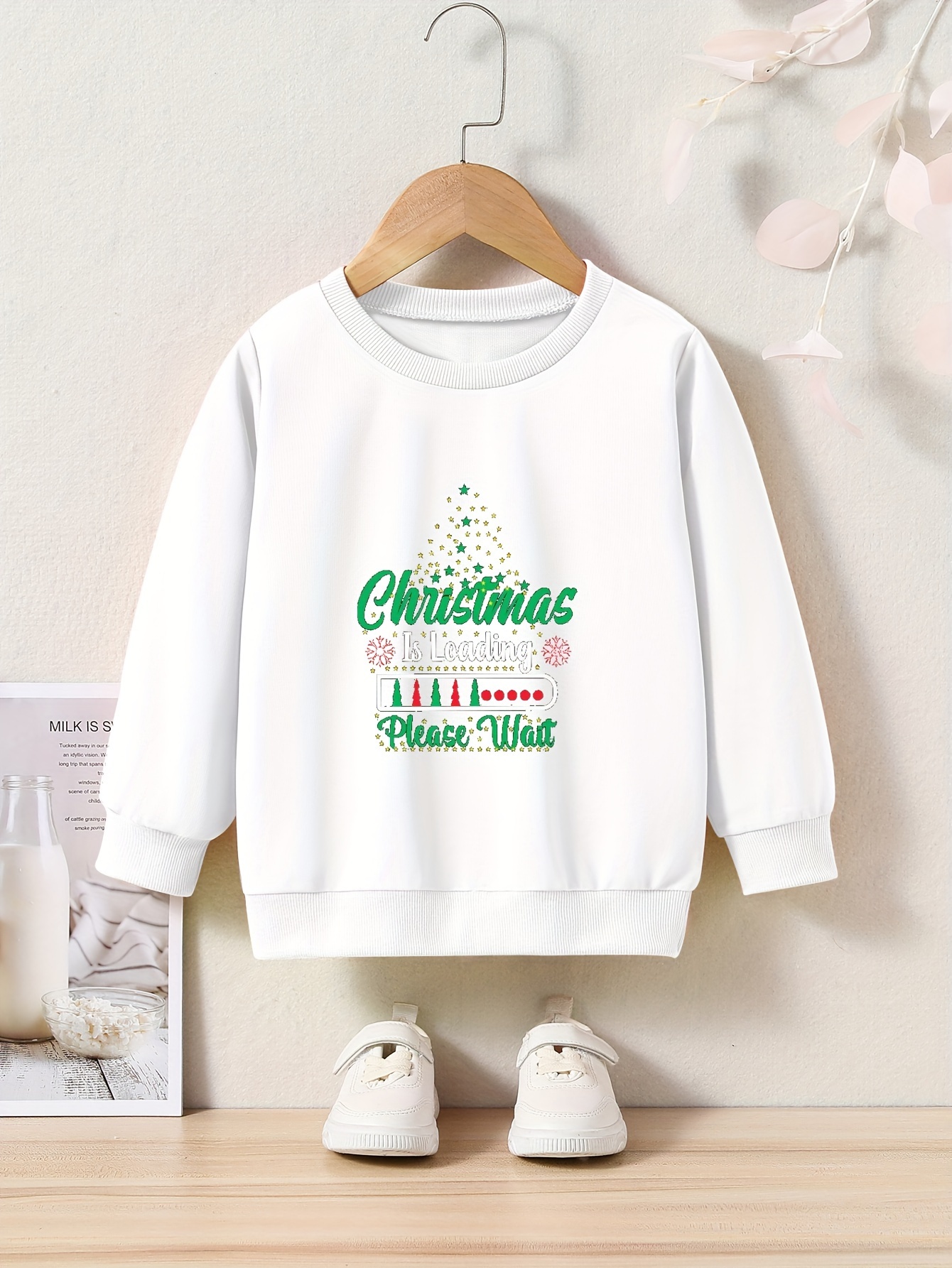 OERYUI Girls Christmas Sweatshirt Christmas Is Loading Wait Print Pullover