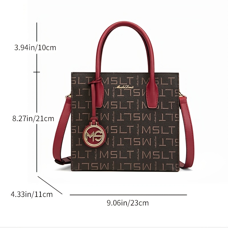 Letter Embossed Handbag, Trendy Faux Leather Shoulder Bag, Women's Double  Handle Purse (8.4*8.6*3.5) Inch - Temu