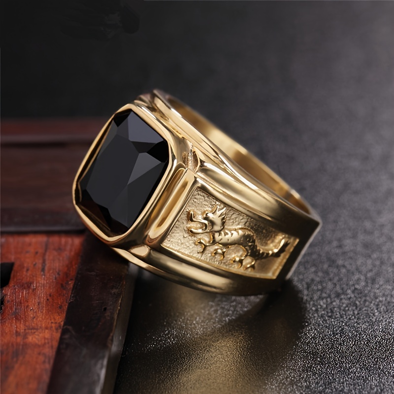 Multicolor Gemstone Ring Mens Domineering Dragon Pattern Ring | Free ...