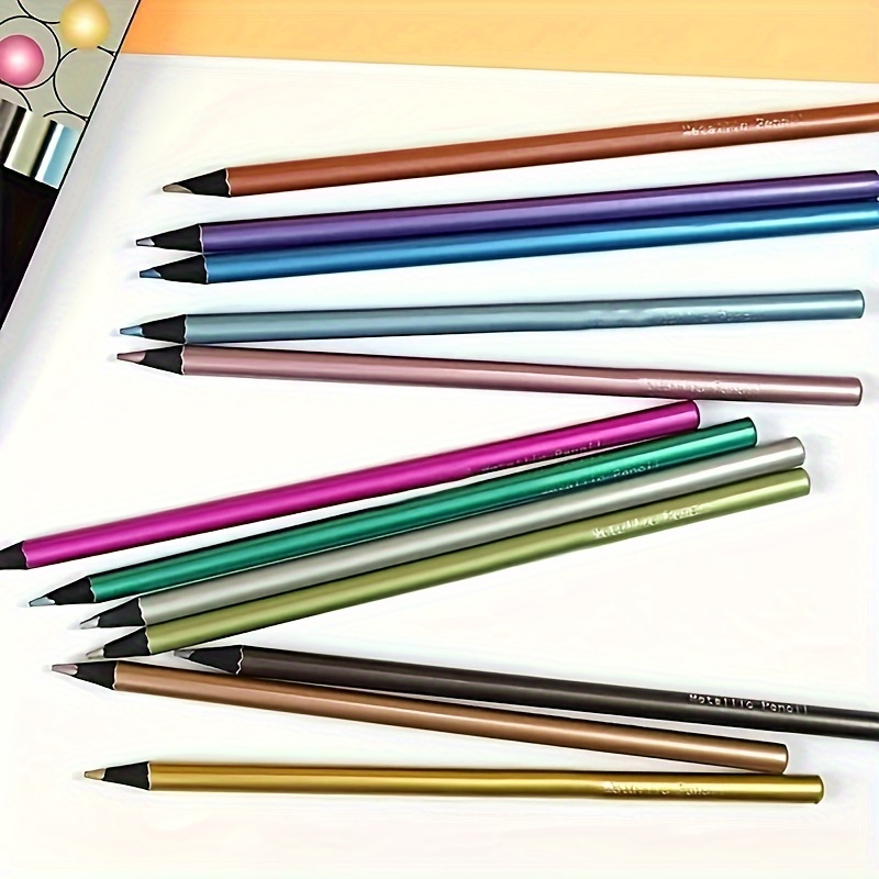 Art Supplies Metallic Colored Pencil Colored Sketching - Temu