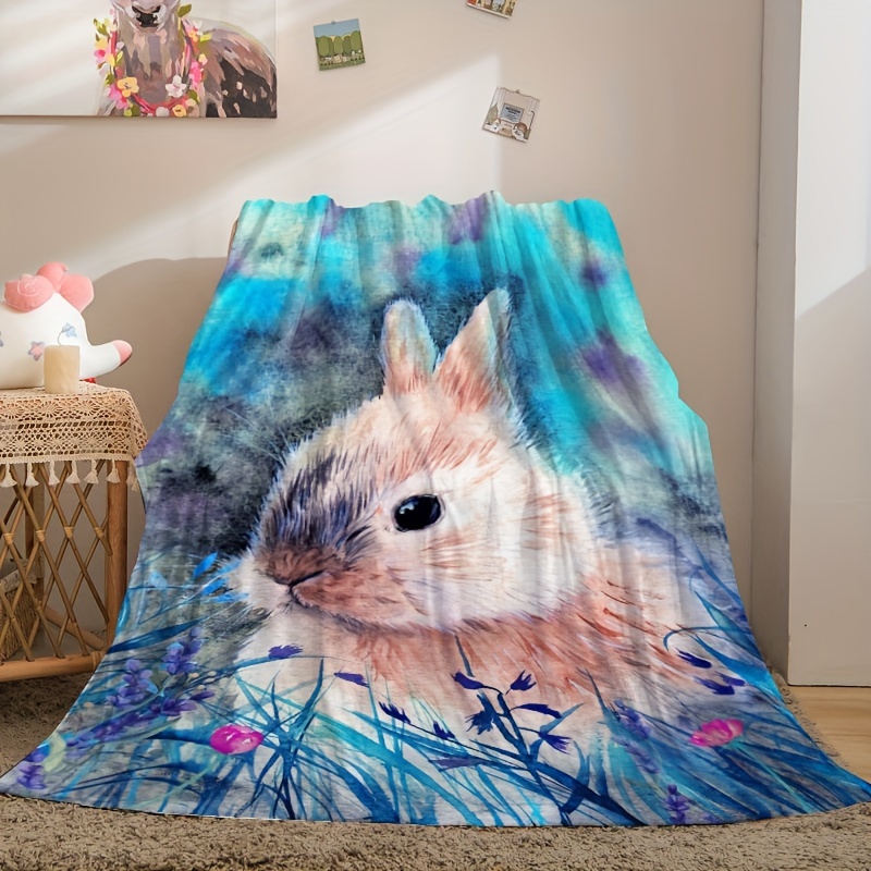 Rabbit Fleece Blanket Solid Color Blanket Soft Warm Throw - Temu