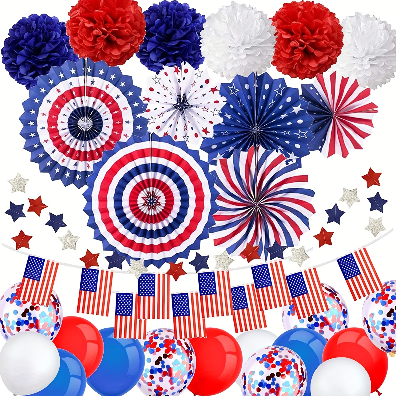 35pcs 32pcs Patriotic Decorations American Flag Party Decorations ...