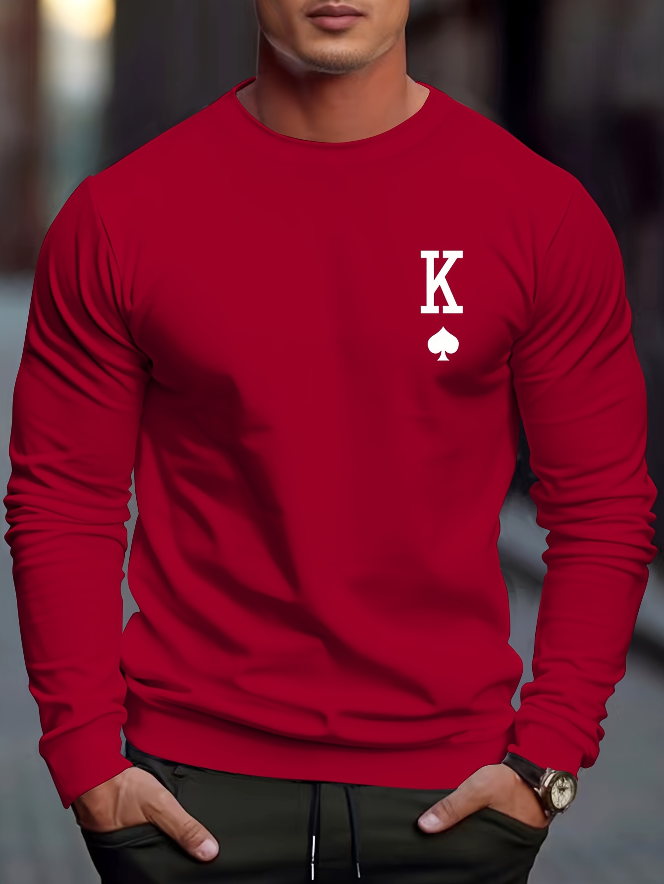 Men's Crew Neck Sweatshirt Pullover Men King Spades Print - Temu
