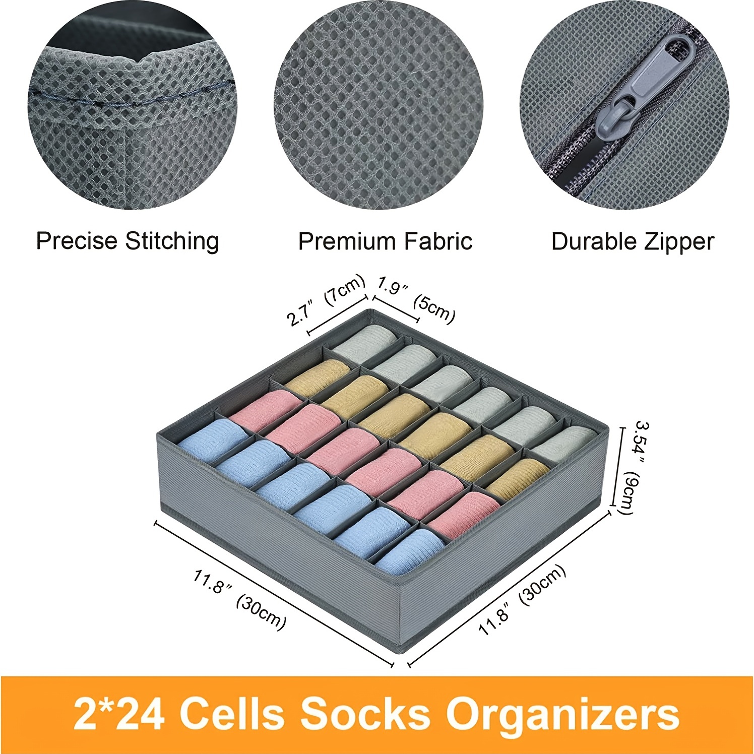 1pack Sock Underwear Organizer Dividers, 24 Cell Drawer Organizers Fabric  Foldable Cabinet Closet Organizers And Storage Boxes For Storing Socks,  Underwear, Ties