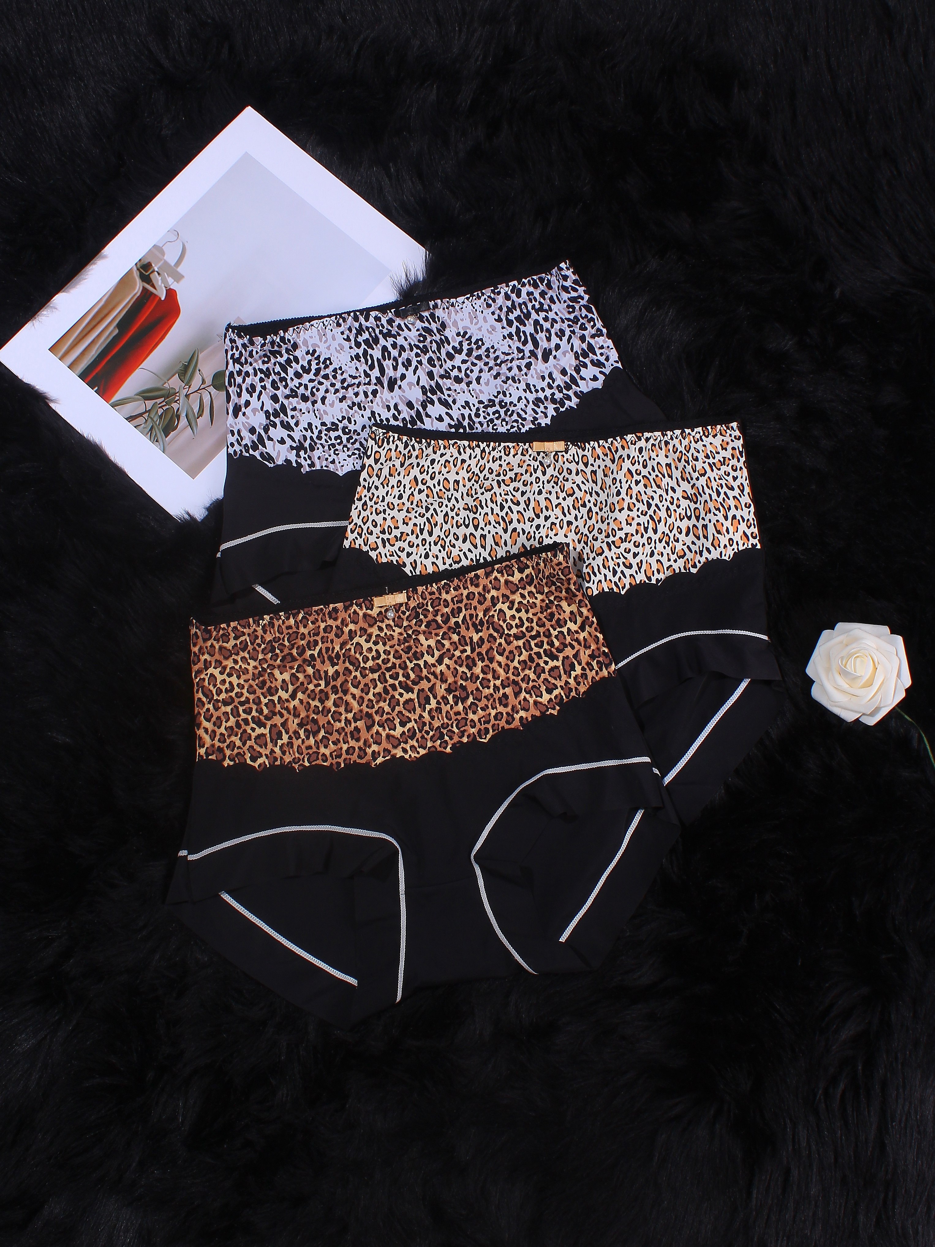 Airpow Clearance Depends Underwear for Women 3Pcs Women's Fashion Basic  Elastic Comfortable Sexy Leopard Print Underwear