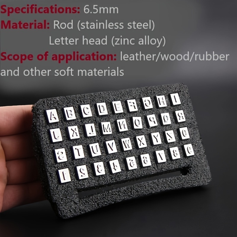 Leather Letter and Number Stamps Punch Set - 36pcs 6mm Leathercraft Metal Capital Alphabet Stamping Punching Tools with Handle for DIY Leather Craft