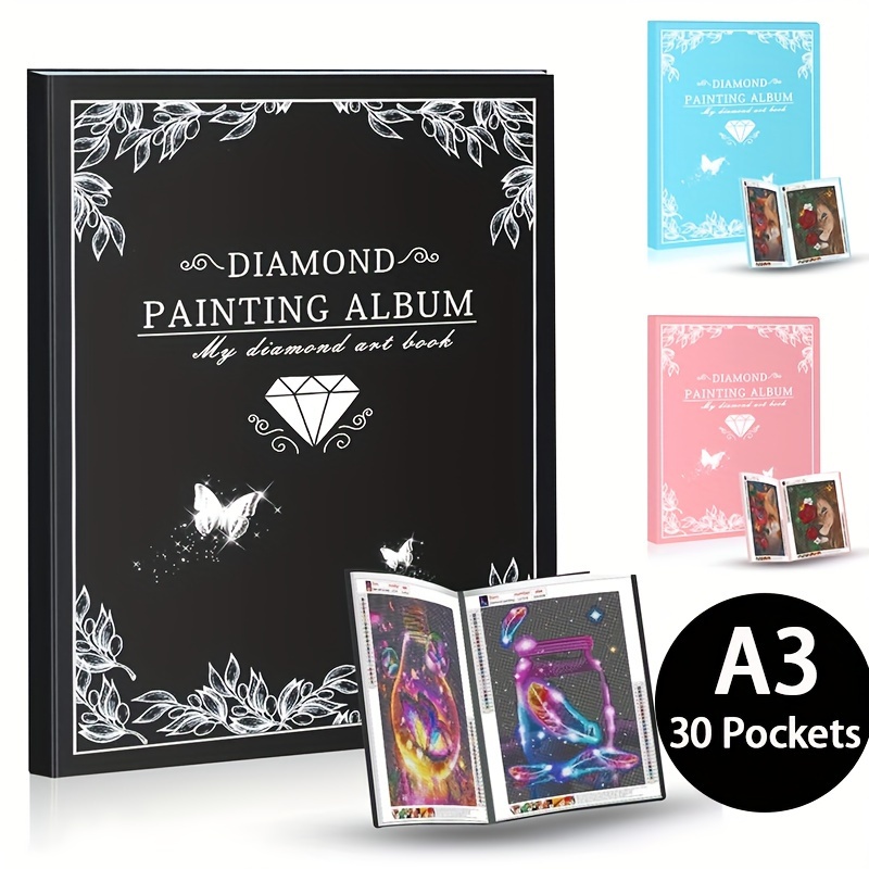 A3 Diamond Painting Storage Book Diamond Art Portfolio Folder for Diamond  Dotz Diamond Painting Accessories, 30-Page Clear Sleeves Large Capacity