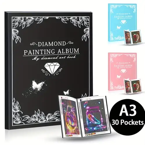 2Pcs A3 Diamond Painting Storage Book,Diamond Art Portfolio Folder