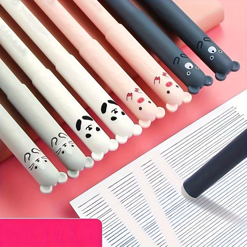 Cute Bear Erasable Pens Retractable Erasable Pens Black Blue - Temu