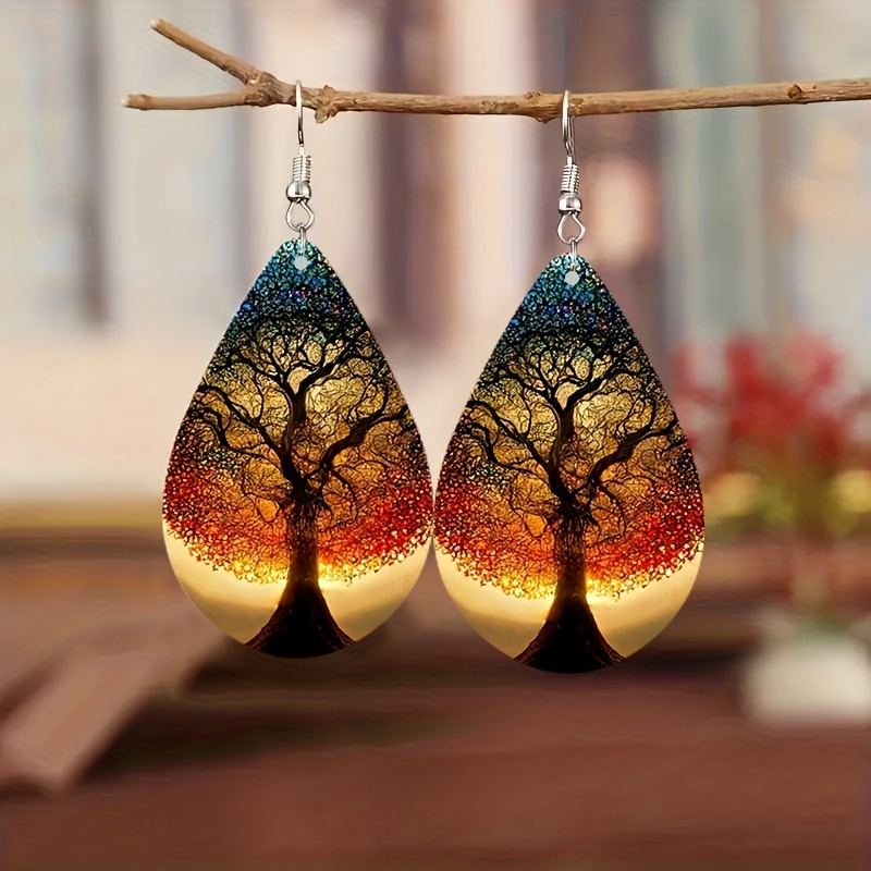 Bohemia Hollow Net Water Drop Dangle Earrings Antique Bronze Jewelry For  Women Spring Casual Clothing Accessories