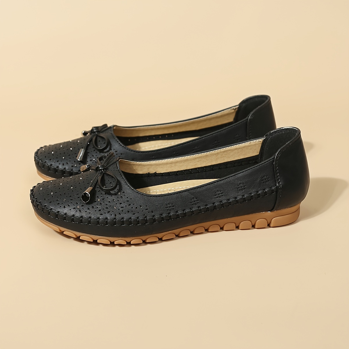 women s solid color elegant flast bowknot decor soft sole details 19