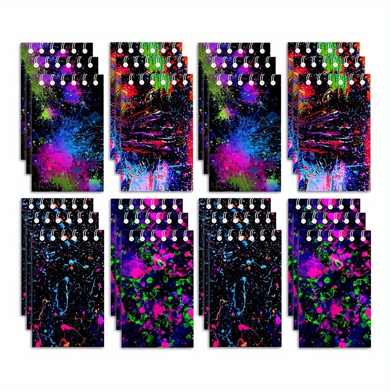 

12pcs Neon Party Favors Glow Party Mini Notebooks Neon Glow Small Spiral Notepads Neon Graffiti Party Supplies For Birthday Bag Party Supplies