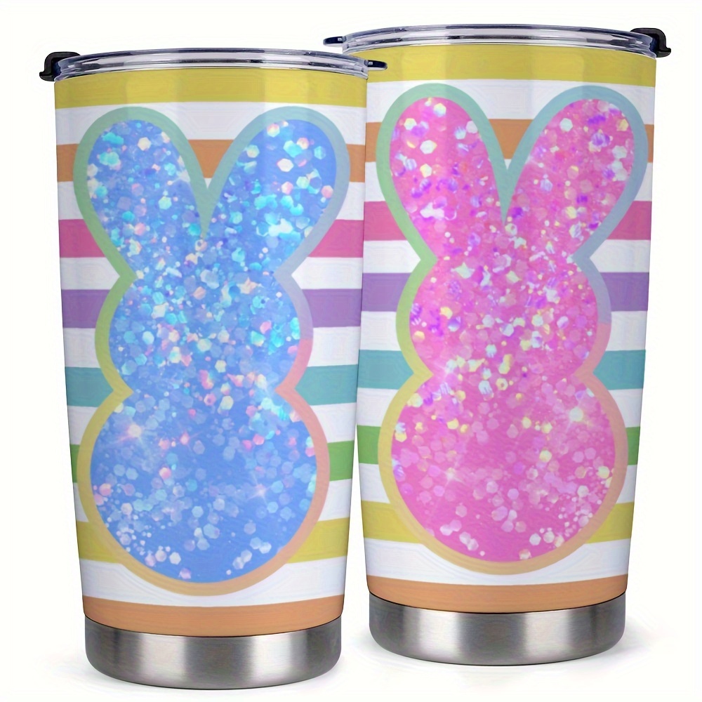 

1pc, 20oz Tumbler Cup With Lid, Rainbow Rabbit Theme, Gifts For Family, Friends, For Home, Office, Travel, Birthday, Coffee Mug, Valentine's Day Gift