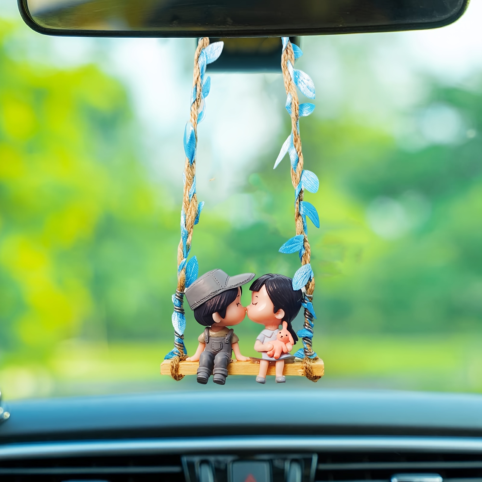 Anime Car Ornaments Cute Couple Swing Swing Car Ornaments - Temu