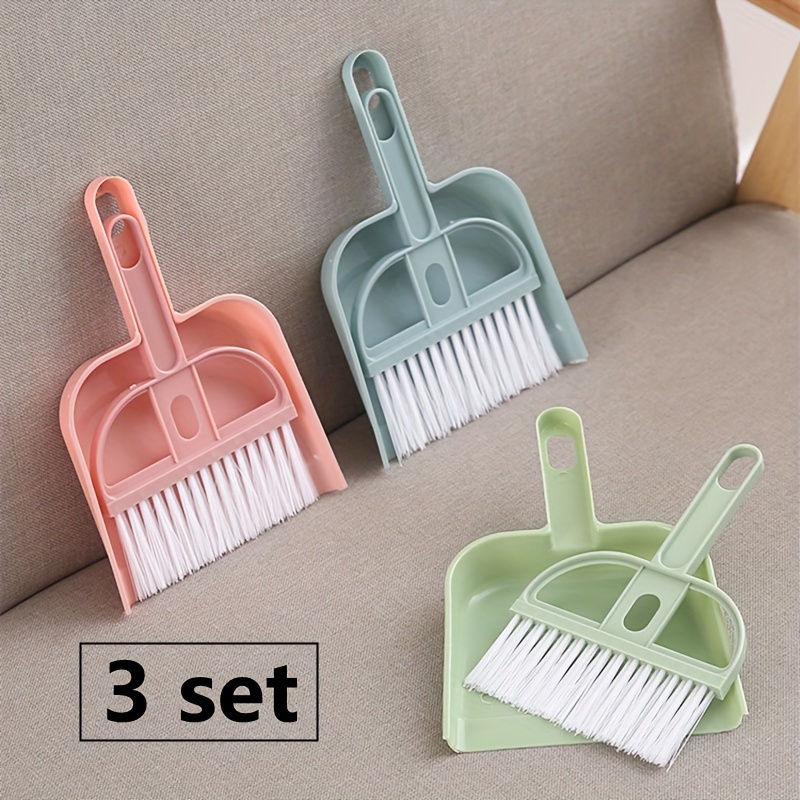 Rosa Mini-Besen & Kehrschaufel Set - Kompakte Schreibtisch-Reinigung
