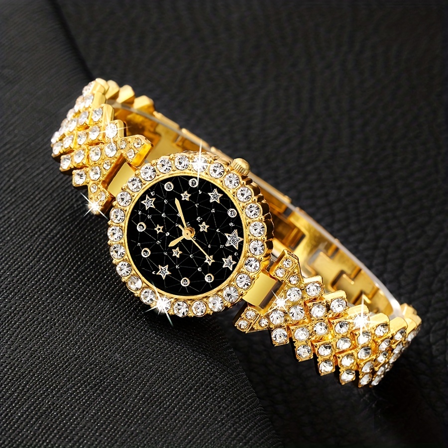 Women's Watch Star Fashion Quartz Watch Luxury Rhinestone - Temu