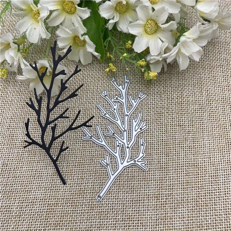 

Silvery Twig Design Metal Cutting Die For Diy Scrapbooking, Card Making & Photo Album Crafts - Plant Theme Embossing Stencil