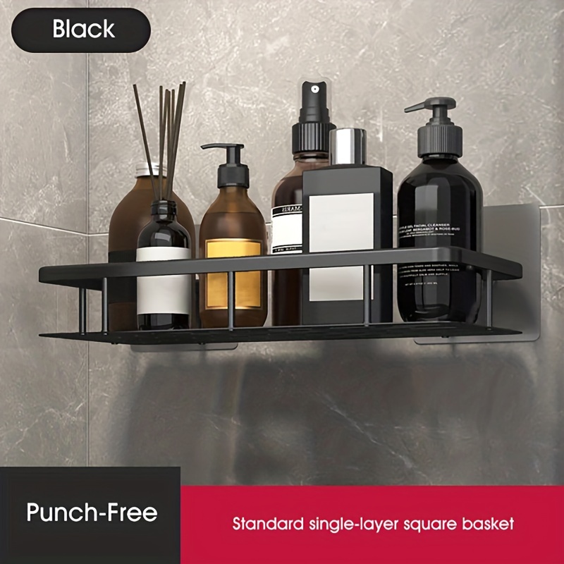 One Black Bathroom Storage Rack, Household Bathroom Punch-free