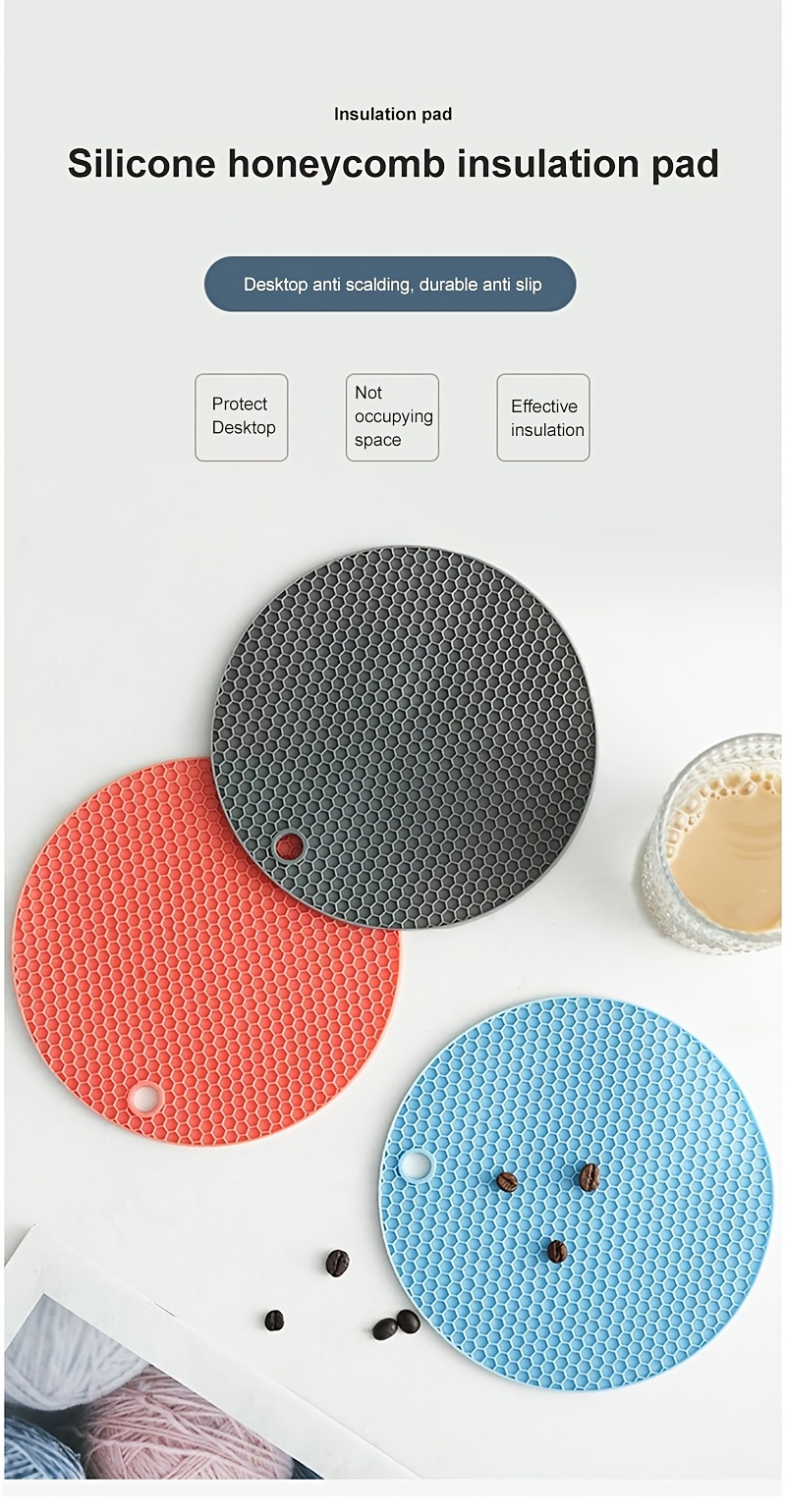 Kitchen Non-slip Pot 14cm Small Round Honeycomb Silicone Placemat