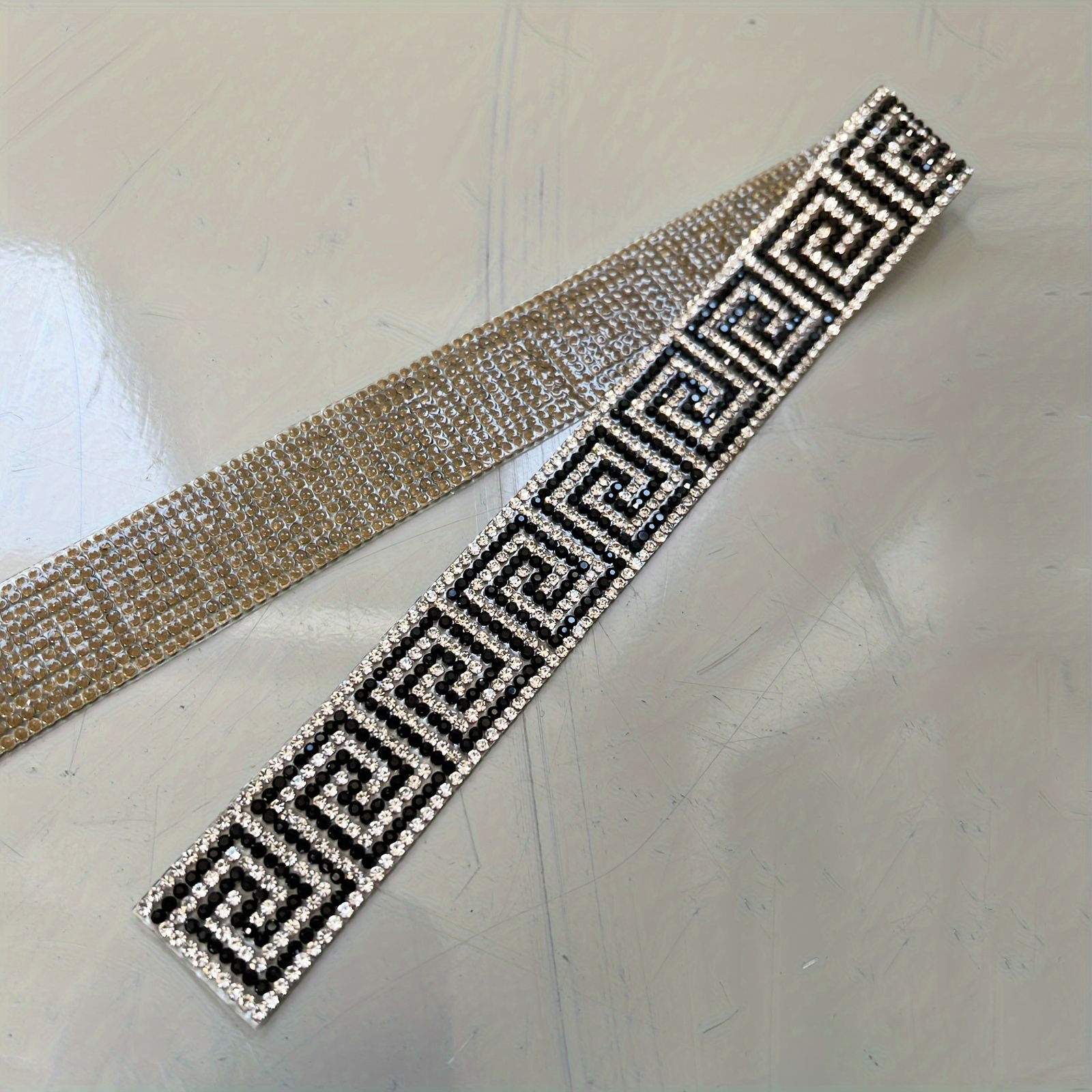 Image of 1pc Self-adhesive Diamond Strip, Sparkling Decorative Rhinestone Trim For Crafts, 1pc Per Pack